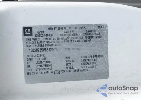 2006 Chevrolet Express Work Van from USA, damaged, VIN 1GCHG35V861259178